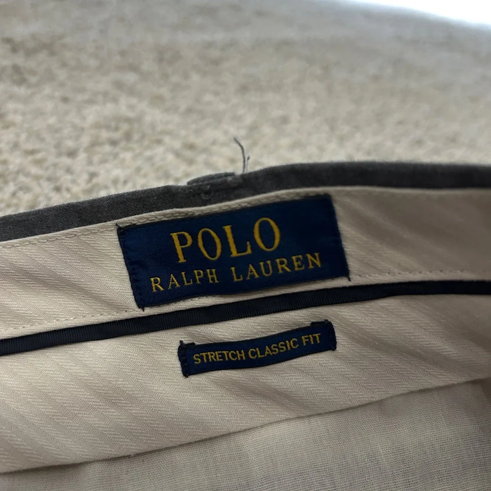 Polo Ralph Lauren Dress Pants 42X30‎ Gray Stretch Classic Fit Trousers Cotton